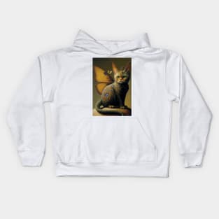 Vintage Cat Dragon with Butterfly Wings Kids Hoodie